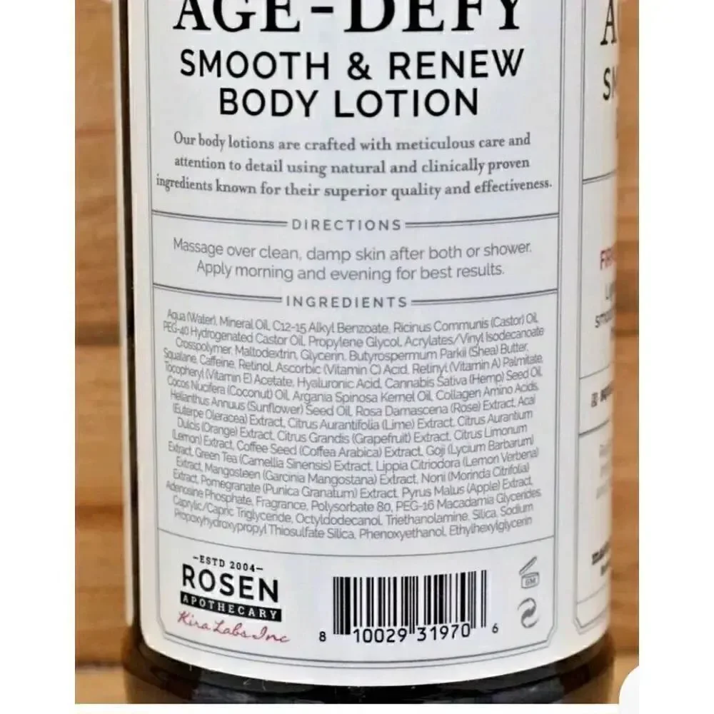 Rosen Apothecary Age Defy Smooth and Renew Body Lotion, Berry Blossom Scent, New